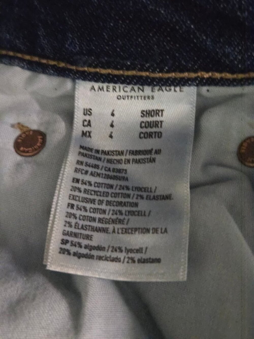 American Eagle Super High Rise Straight Stretch Cuffed Denim Jeans Size 4 - Picture 6 of 14